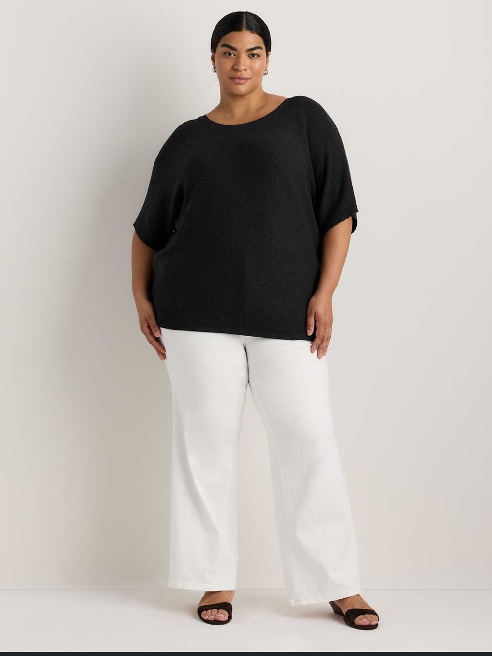 Quince Lightweight Cotton-Cashmere 
Link-Stitch Sweater 3X